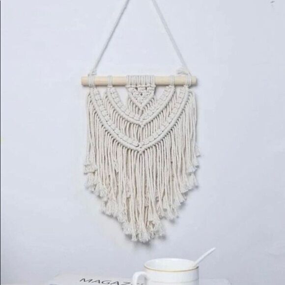 Macramé Home Decor Small Tapestry Bohemian Hippie Cottage Core - Picture 9 of 12